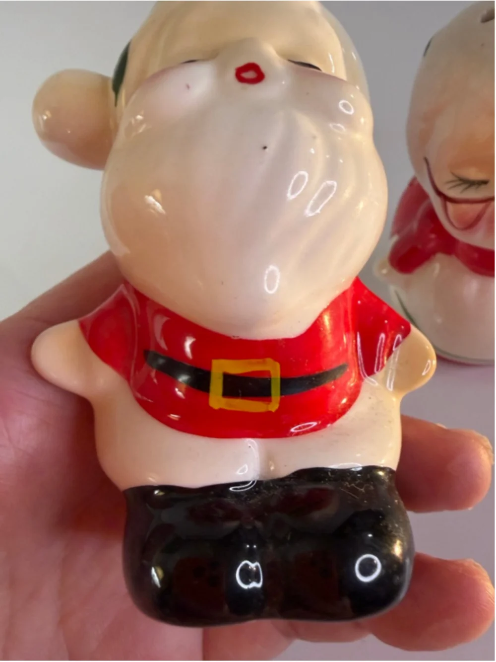 Vintage Mr and Mrs Santa Claus as ceramic salt and pepper shakers